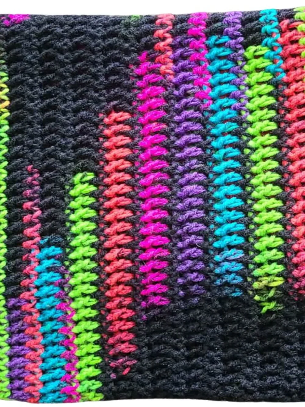 Black & Neon Lapghan – “The Black Hole” Story Blanket – Handmade in North Dakota